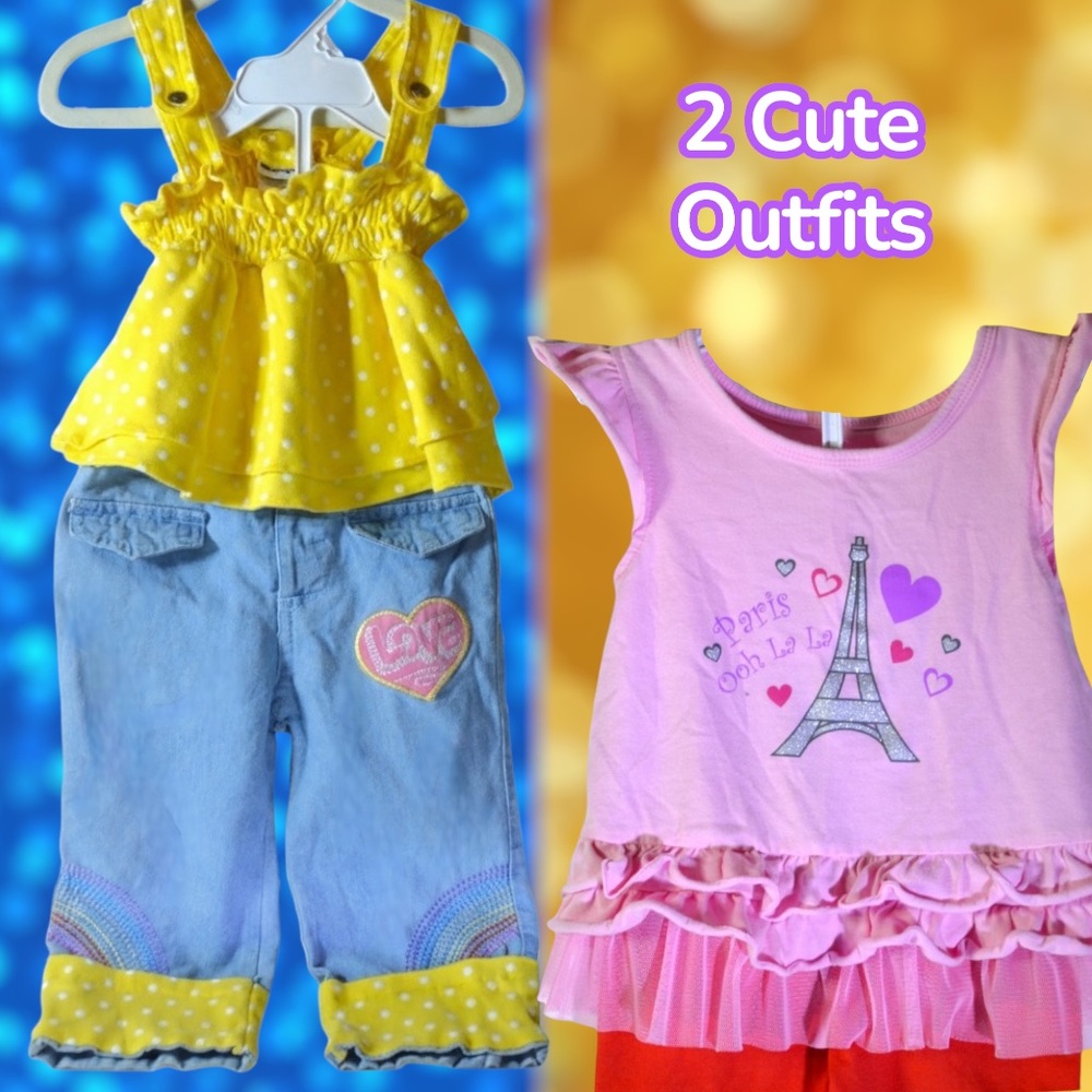 24m Polka-Dot outfit & Paris short set, Polk-a-dot, 4pcs Scrumptious